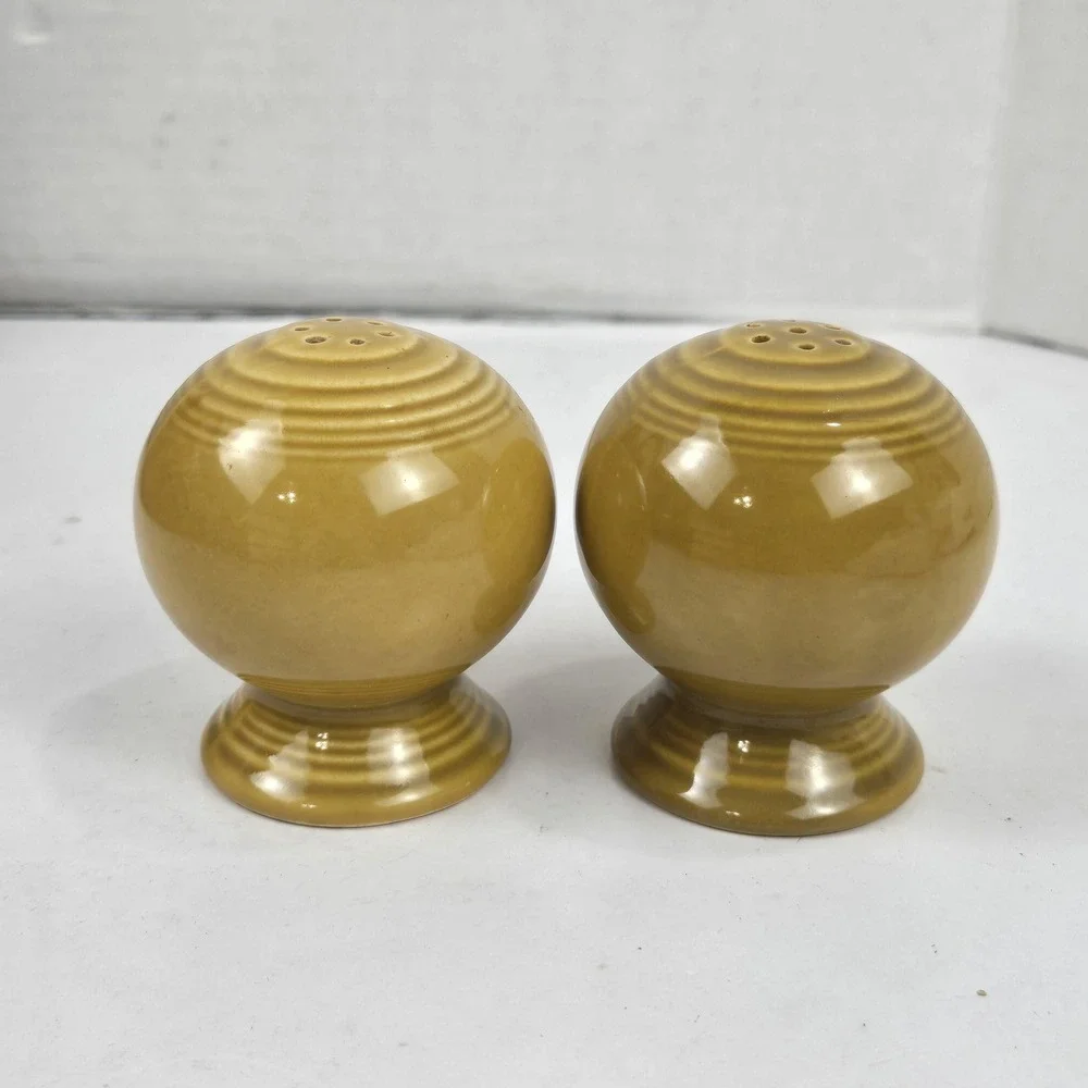 Vtg Fiesta Ironstone Antique Gold Salt & Pepper Shakers 1967-1972 RARE!! MINT